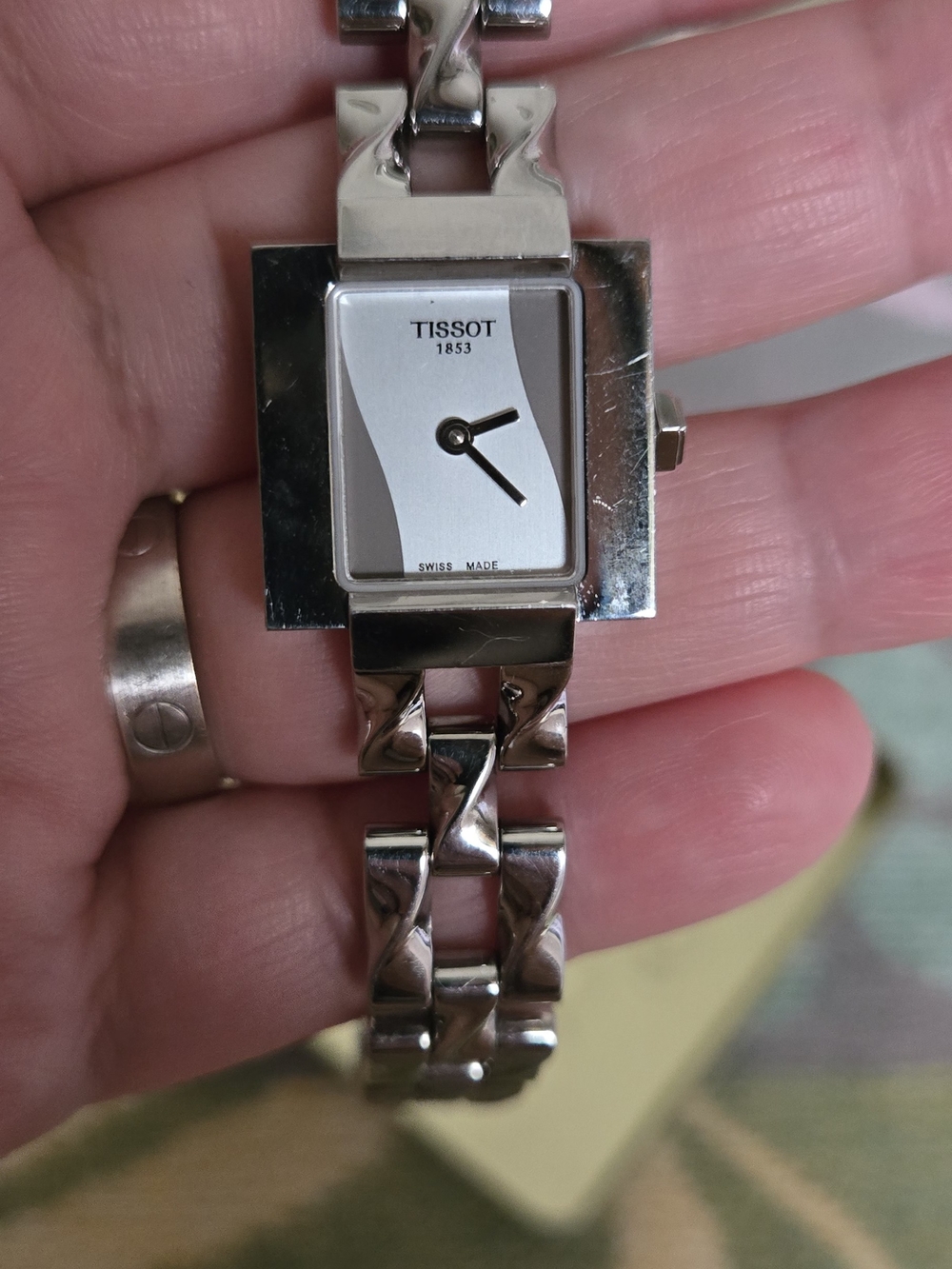 Tissot Silver Rectangular Stainless Steel Bracelet Watch